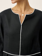 Load image into Gallery viewer, Linen-Lyocell Contrast Trim Gathered Maxi Dress NYX
