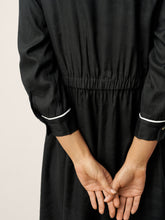 Load image into Gallery viewer, Linen-Lyocell Contrast Trim Gathered Maxi Dress NYX
