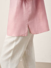 Load image into Gallery viewer, 100% Linen Layered Lapel V-neck Sculpted Front Pleat Longline Top ODALYS
