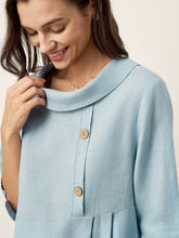 Load image into Gallery viewer, 100% Linen Rolled Collar Asymmetric Button Maxi Dress ELARAINE
