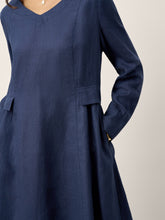 Load image into Gallery viewer, 100% Linen Gathered Waist Flap Detail Midi Dress DIANA
