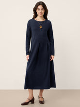 Load image into Gallery viewer, Wool Arc-Panel Sculpted Pleats Maxi Dress CALISTA
