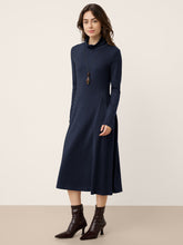 Load image into Gallery viewer, Wool Sculpted Pleats Turtleneck Maxi Dress BRIAR
