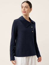Load image into Gallery viewer, Wool Asymmetric Lapel Fruit Button Decor Top YSABEL

