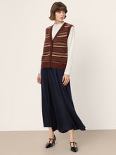 Load image into Gallery viewer, Mongolian Cashmere and Mulberry Silk Colorblock Stripe Button-Front Vest SOPHIE
