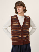 Load image into Gallery viewer, Mongolian Cashmere and Mulberry Silk Colorblock Stripe Button-Front Vest SOPHIE
