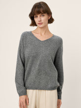Load image into Gallery viewer, Mongolian Cashmere &amp; Mulberry Silk Seamless Ribbed Trim V-Neck Sweater TESSA
