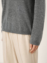 Load image into Gallery viewer, Mongolian Cashmere &amp; Mulberry Silk Seamless Ribbed Trim V-Neck Sweater TESSA
