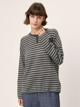 Load image into Gallery viewer, 100% Mongolian Cashmere Drop Shoulder Stripe Knit Top RAINA
