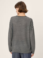 Load image into Gallery viewer, 100% Mongolian Cashmere Drop Shoulder Stripe Knit Top RAINA
