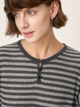 Load image into Gallery viewer, 100% Mongolian Cashmere Drop Shoulder Stripe Knit Top RAINA
