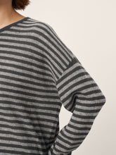 Load image into Gallery viewer, 100% Mongolian Cashmere Drop Shoulder Stripe Knit Top RAINA
