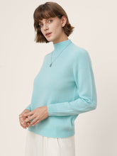 Load image into Gallery viewer, Premium Cashmere Blend Hand-Finished Seamless Mock Neck Ribbed Sweater RHEA
