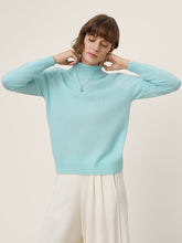 Load image into Gallery viewer, Premium Cashmere Blend Hand-Finished Seamless Mock Neck Ribbed Sweater RHEA

