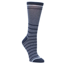 Load image into Gallery viewer, Blue Navy Heathered Stripe Women's Dress Sock
