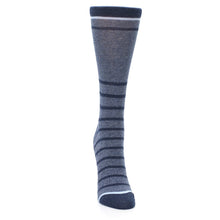 Load image into Gallery viewer, Blue Navy Heathered Stripe Women's Dress Sock
