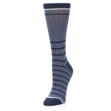 Load image into Gallery viewer, Blue Navy Heathered Stripe Women's Dress Sock
