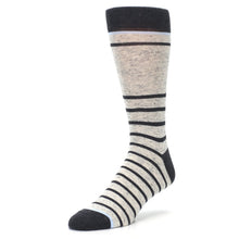 Load image into Gallery viewer, Light Gray Heathered Stripe Men's Dress Socks
