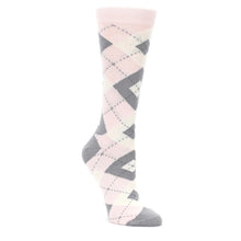 Load image into Gallery viewer, Blush Light Pink Gray Argyle Women's Dress Socks
