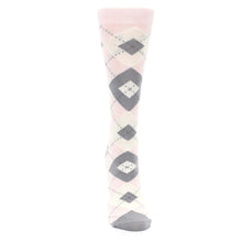 Load image into Gallery viewer, Blush Light Pink Gray Argyle Women's Dress Socks

