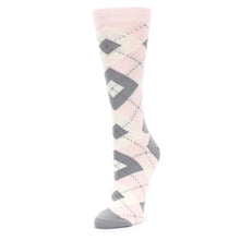 Load image into Gallery viewer, Blush Light Pink Gray Argyle Women's Dress Socks

