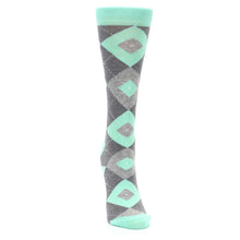 Load image into Gallery viewer, Mint Green Gray Argyle Women's Dress Socks
