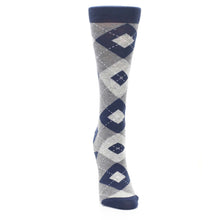 Load image into Gallery viewer, Navy Gray Argyle Women&#39;s Dress Socks
