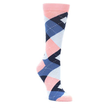 Load image into Gallery viewer, Pink Blue Argyle Women's Dress Socks
