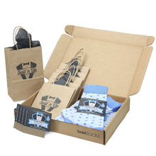 Load image into Gallery viewer, Groomsmen Gift Set Ice Blue Cornflower Polka Dot Men's Dress Socks
