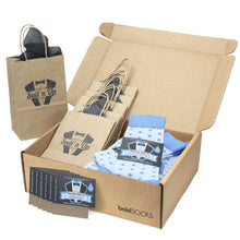 Load image into Gallery viewer, Groomsmen Gift Set Ice Blue Cornflower Polka Dot Men's Dress Socks
