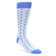 Load image into Gallery viewer, Ice Blue Cornflower Polka Dot Groomsmen Wedding Men’s Dress Socks
