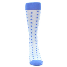 Load image into Gallery viewer, Ice Blue Cornflower Polka Dot Groomsmen Wedding Men’s Dress Socks
