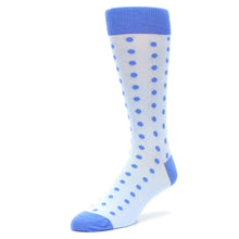 Load image into Gallery viewer, Ice Blue Cornflower Polka Dot Groomsmen Wedding Men’s Dress Socks
