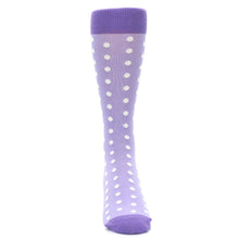 Load image into Gallery viewer, Lilac Iris Purple Polka Dot Groomsmen Wedding Men’s Dress Socks
