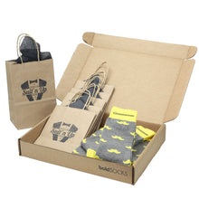 Load image into Gallery viewer, Customizable Groomsmen Gift Set Lemon Gray Mustache Men's Dress Socks
