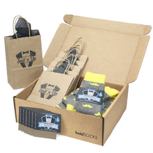 Load image into Gallery viewer, Customizable Groomsmen Gift Set Lemon Gray Mustache Men's Dress Socks
