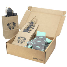Load image into Gallery viewer, Customizable Groomsmen Gift Set Mint Gray Mustache Men's Dress Socks
