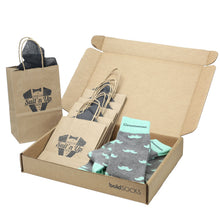 Load image into Gallery viewer, Customizable Groomsmen Gift Set Mint Gray Mustache Men's Dress Socks
