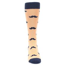Load image into Gallery viewer, Peach Navy Mustache Groomsmen Wedding Men’s Dress Socks
