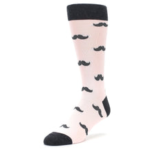 Load image into Gallery viewer, Petal Pink Gray Mustache Groomsmen Wedding Men’s Dress Socks
