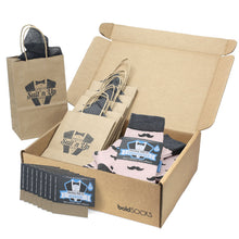 Load image into Gallery viewer, Customizable Groomsmen Gift Set Petal Pink Gray Mustache Men's Dress Socks
