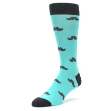Load image into Gallery viewer, Spa Green Gray Mustache Groomsmen Wedding Men’s Dress Socks
