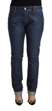 Load image into Gallery viewer, Acht Dark Blue Cotton Slim Fit Folded Hem Denim Jeans
