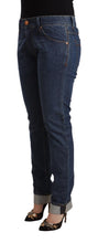 Load image into Gallery viewer, Acht Dark Blue Cotton Slim Fit Folded Hem Denim Jeans
