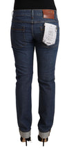 Load image into Gallery viewer, Acht Dark Blue Cotton Slim Fit Folded Hem Denim Jeans
