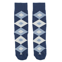 Load image into Gallery viewer, Heathered Navy Argyle Men’s Dress Socks
