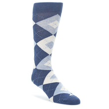 Load image into Gallery viewer, Heathered Navy Argyle Men’s Dress Socks
