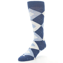 Load image into Gallery viewer, Heathered Navy Argyle Men’s Dress Socks
