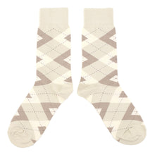 Load image into Gallery viewer, Champagne Argyle Wedding Groomsmen Men&#39;s Dress Socks
