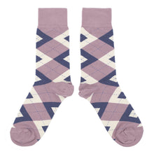 Load image into Gallery viewer, Desert Rose Navy Argyle Wedding Groomsmen Men&#39;s Dress Socks
